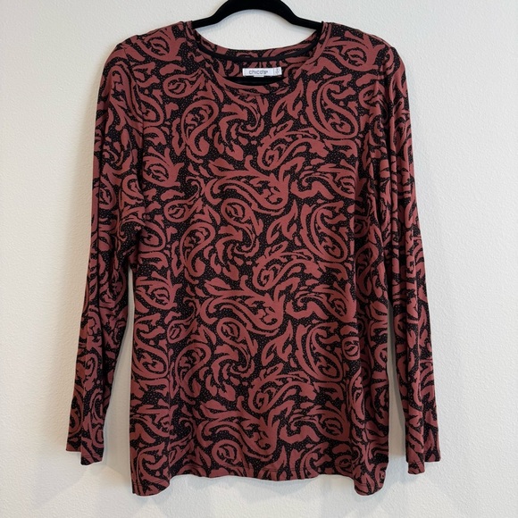 Chico’s Touch Of Cool Paisley Layering Tee Long Sleeve Comfy Stretch L - Picture 2 of 4